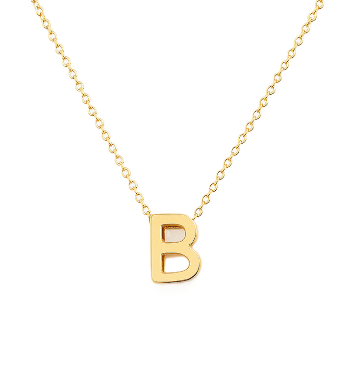 18K Yellow Gold Initial Necklace Letter B 2.84gr