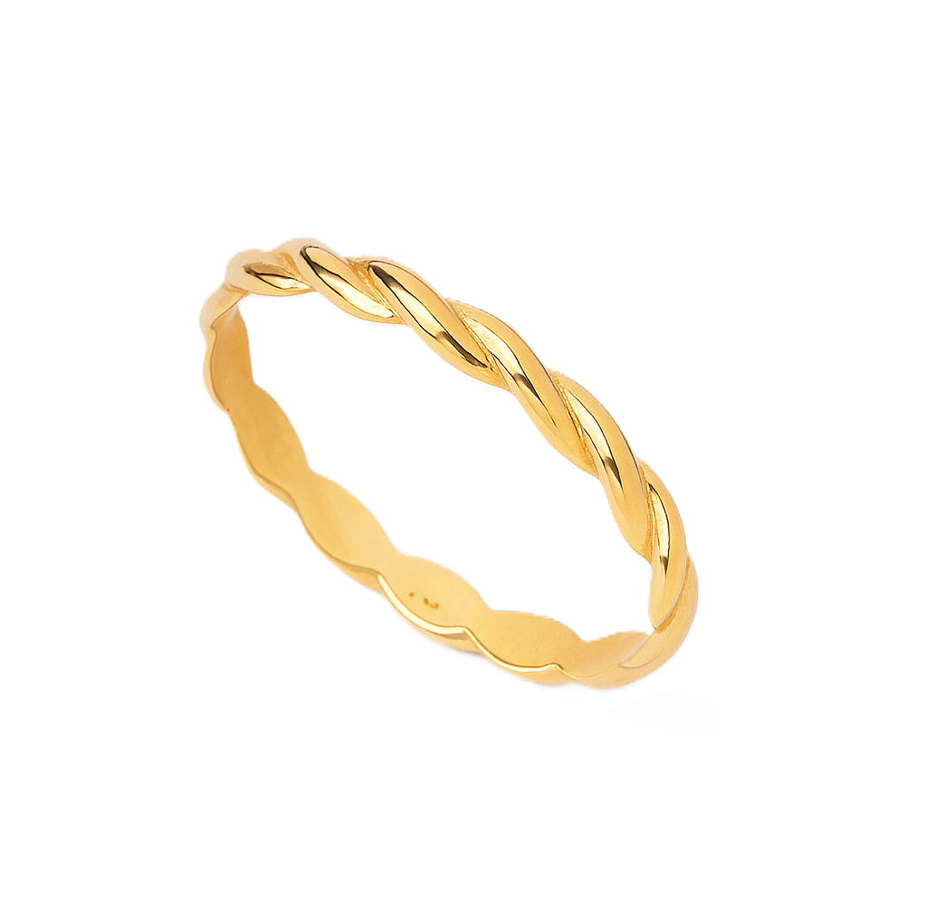 Yellow Gold Rope style Ring, 18k, Size 6