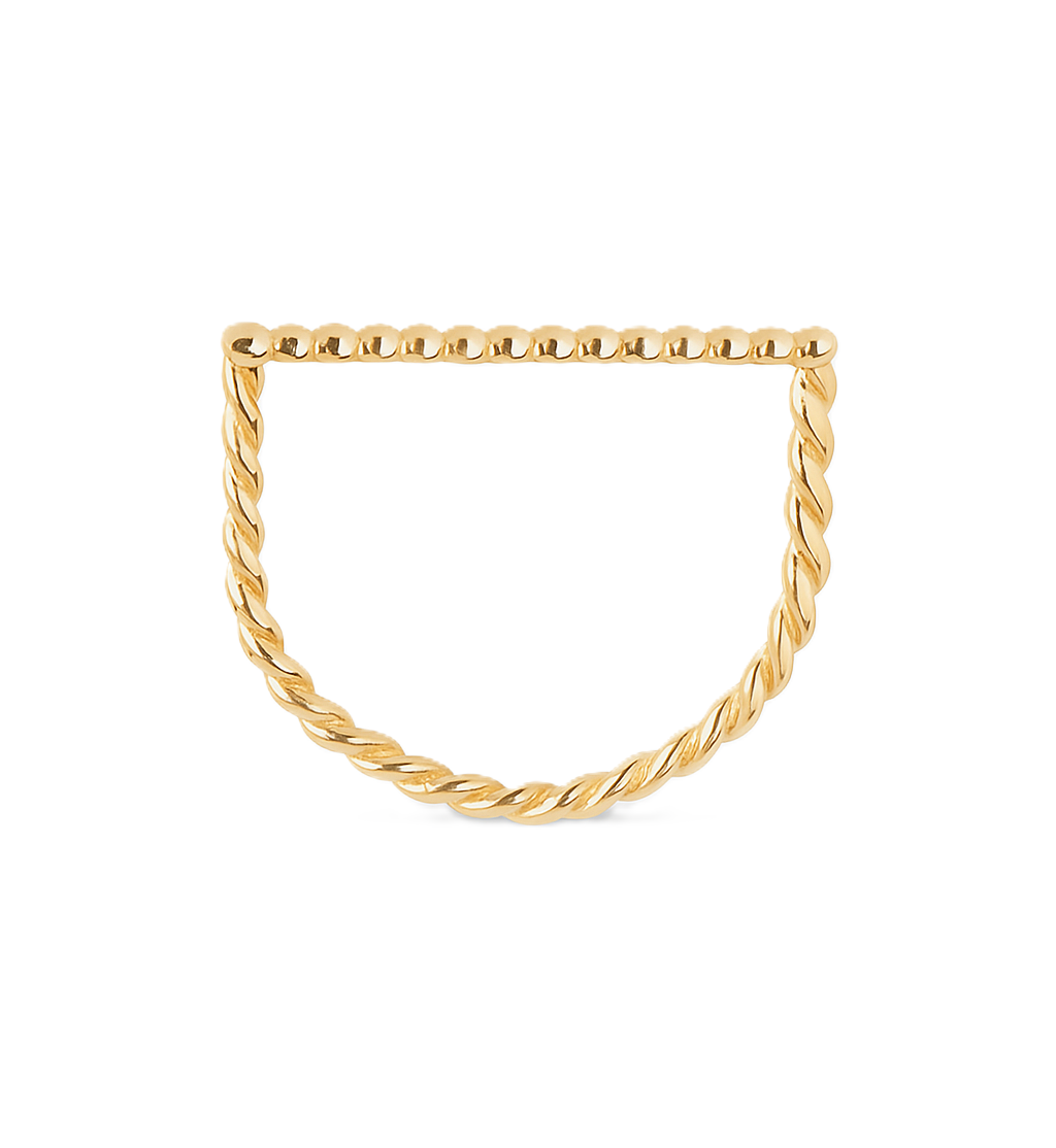 Yellow Gold Square Shape Ring , Rope Style,18k, 1.57gr