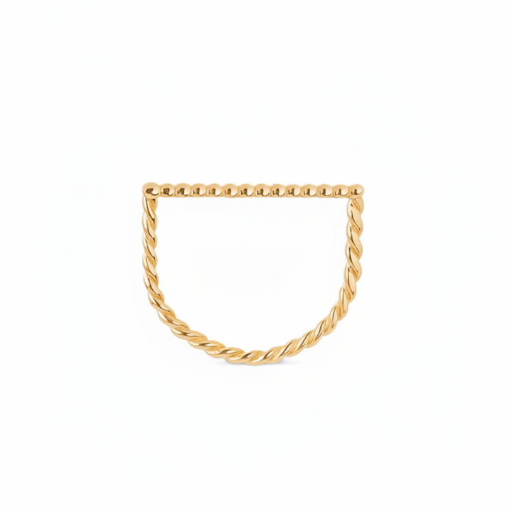 18K Yellow Gold Square Shape Ring Rope Style