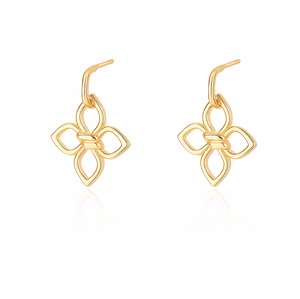 Yellow Gold Big hanging Flower Earrings, 18k, 3.06gr