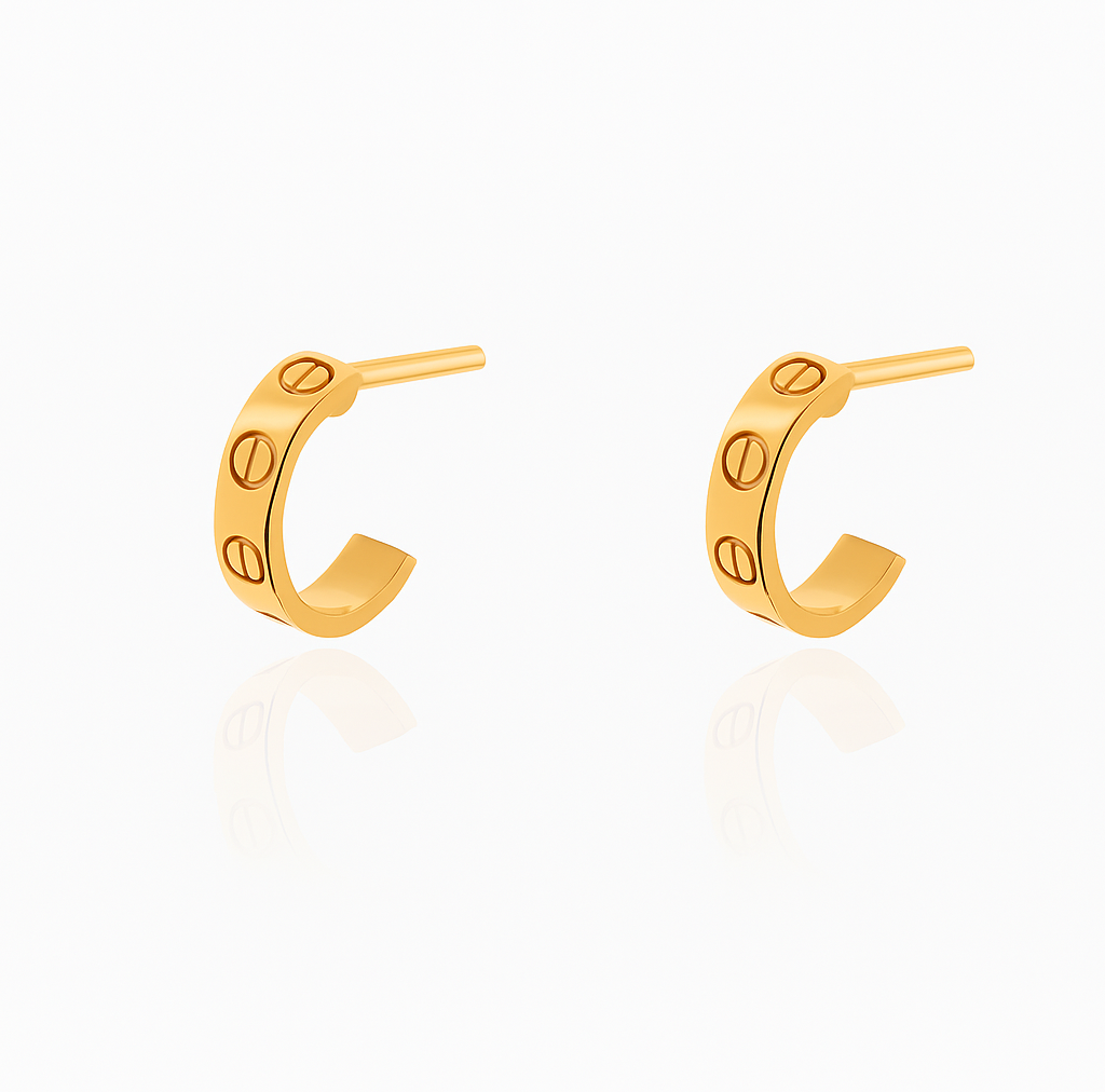 Yellow Gold Half Loop Earring, 18k,1.67gr