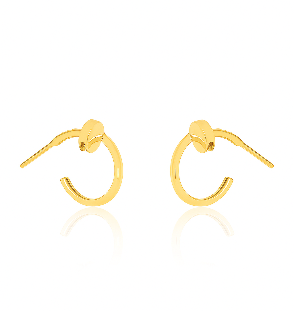 Yellow Gold Nail Stud Earring 18 K, 2.93gr