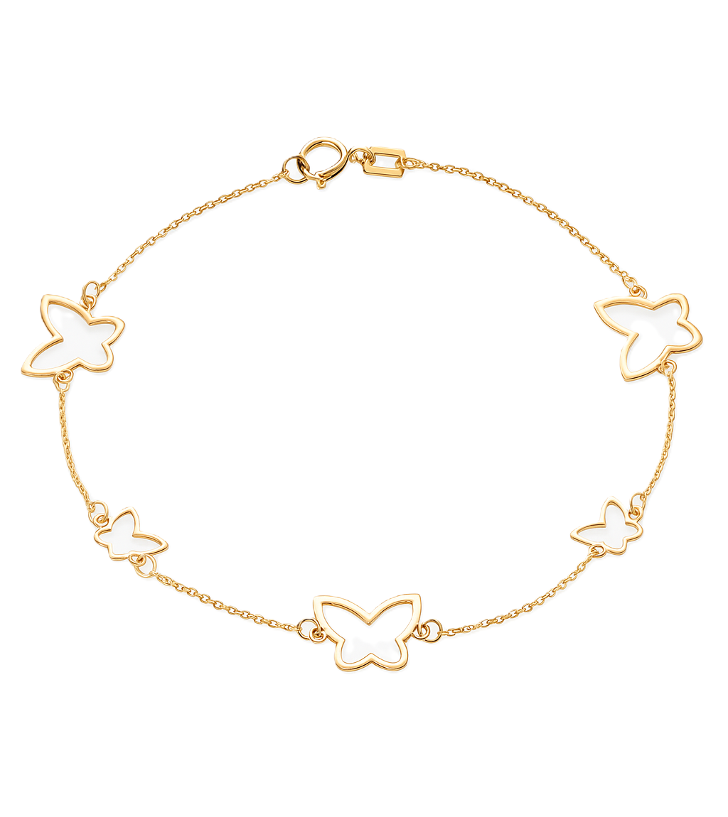 Yellow Gold Station Bracelet with Butterfly, 18k, 1.97gr
