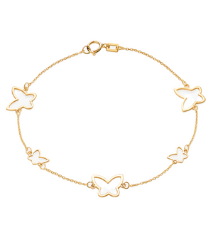 Yellow Gold Station Bracelet with Butterfly, 18k, 1.97gr