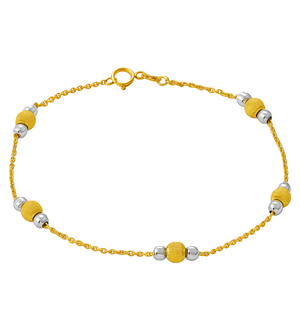 Two Tones Station Gold Bracelet with Balls , 18k, 2.7gr