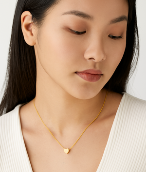 Yellow Gold Necklace with one moving heart, 18k, 3.01gr