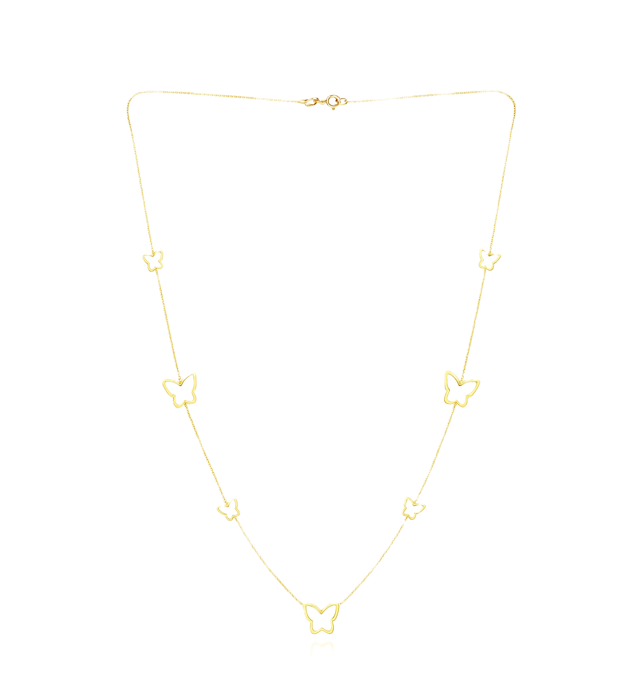 Yellow Gold Station Butterfly Necklace, 18k, 3.15gr