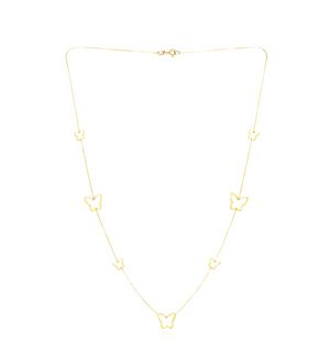 Yellow Gold Station Butterfly Necklace, 18k, 3.15gr