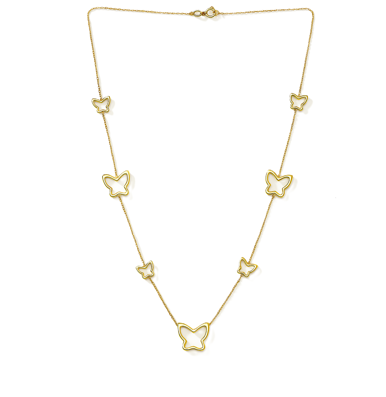 Yellow Gold Station Butterfly Necklace, 18k, 3.15gr