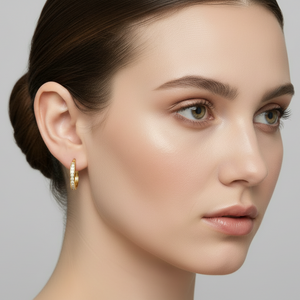 14K Yellow Gold Channel Setting Diamond Hoop Earrings TDW: 0.20ct