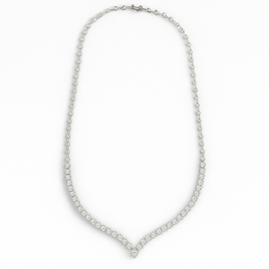 14K White Gold Tennis Necklace with CZ 16gr 17"