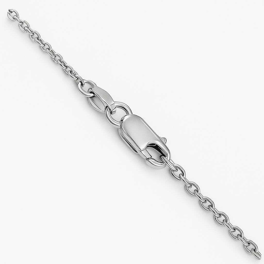 White Gold Cable Linked diamond cut Chain, 14k, 18Inches
