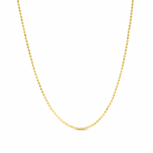 Yellow gold Diamond cut bead Chain, 14k, 18 Inches