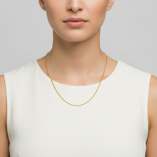 Yellow gold Diamond cut bead Chain, 14k, 18 Inches