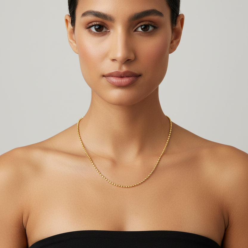 Yellow Gold Diamond Cut Bead Chain, 14k, 20 Inches