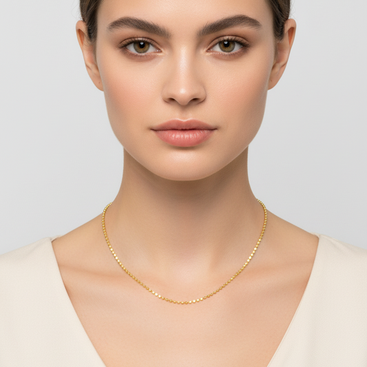 Yellow Gold Diamond Cut bead chain, 14k, 16 Inches