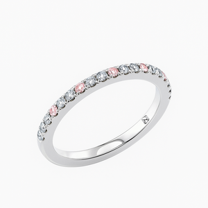 White Gold Natural White & Pink Diamond Band. 19k, P: 0.27ct, W: 0.3ct, TDW: 0.57, VS, EF