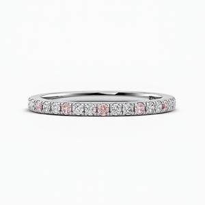 White Gold Natural White & Pink Diamond Band. 19k, P: 0.27ct, W: 0.3ct, TDW: 0.57, VS, EF