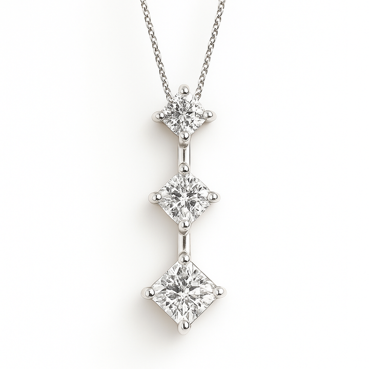 14K White Gold Princess Pendant