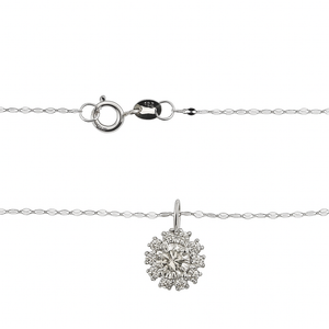 White Gold Halo pendent with chain, Setting with 0.5ct Diamonds, SI, I, 18k