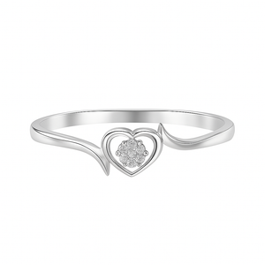 White Gold Heart Ring setting with Seven Diamonds, 10k, TDW: 0.07ct