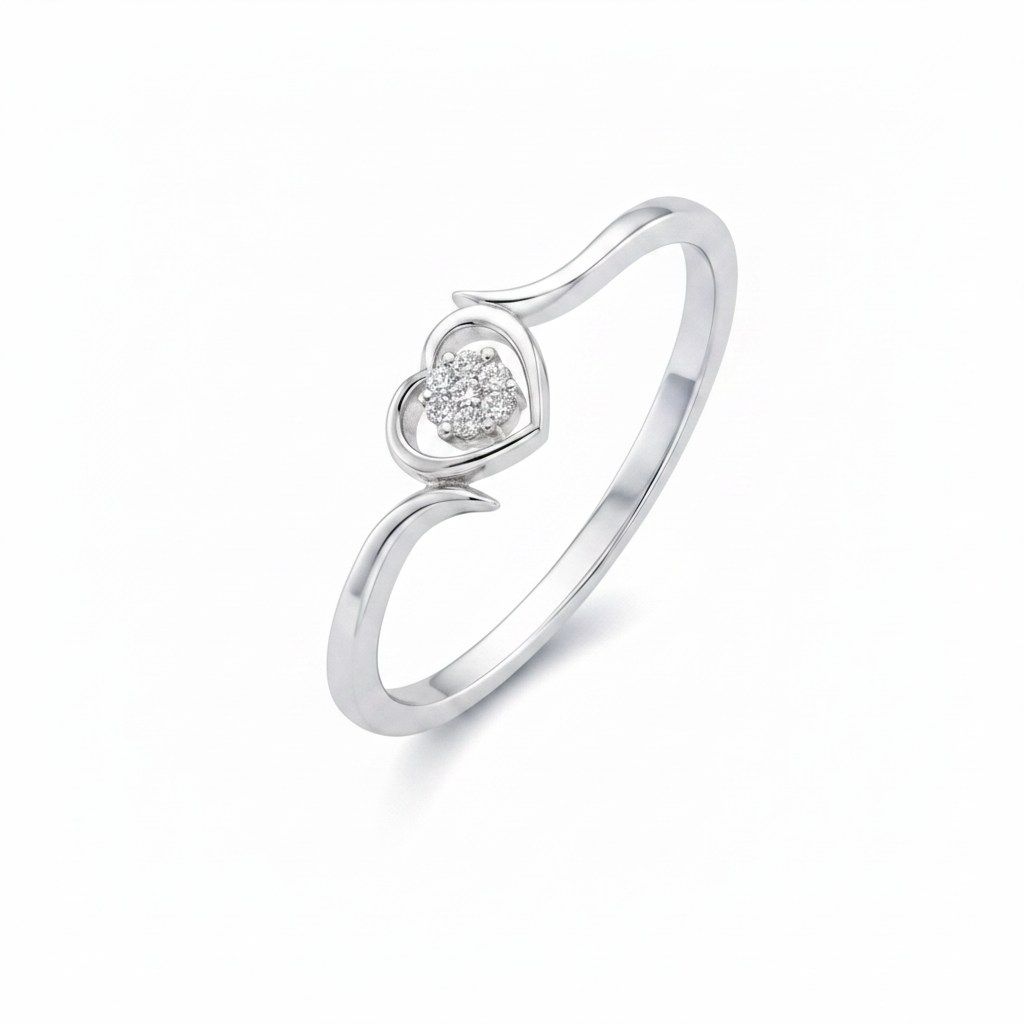 10K White Gold Diamond Heart Ring