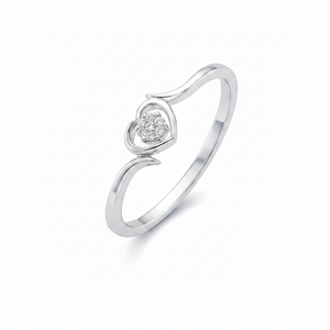 10K White Gold Diamond Heart Ring