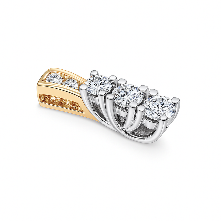 14K Two-Tone “Forever” Graduated Three-Diamond Journey Pendant