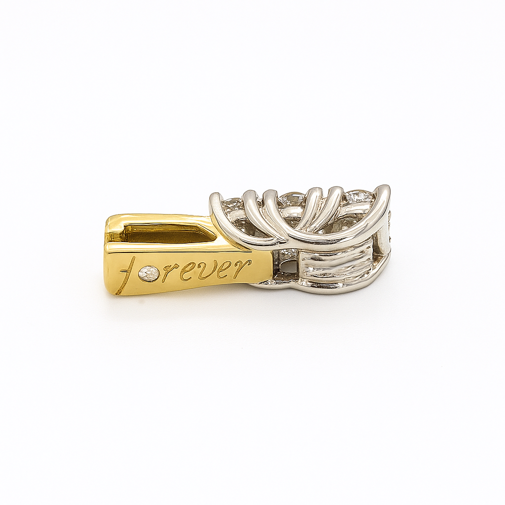 Two Tones Gold Pendant setting with Six Round Forever Diamonds, 14k