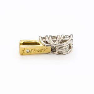 Two Tones Gold Pendant setting with Six Round Forever Diamonds, 14k