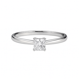 14K White Gold Princess Cut Solitaire Diamond Ring