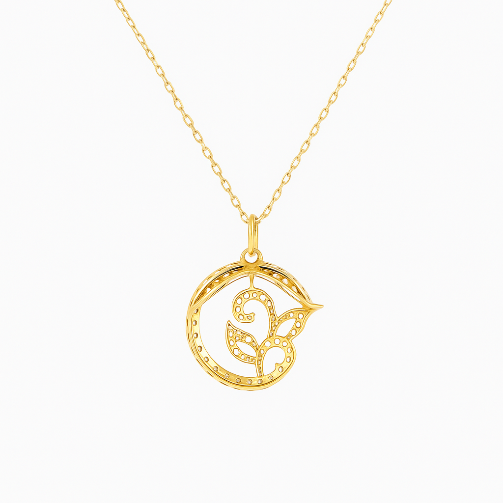 Two Tones Gold Diamond Pendent 14k  setting with Natural Round Diamonds TDW: 0.8ct VS GH