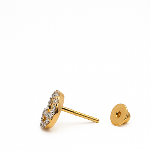 Two Tones Gold Earrings 14k setting with Natural Round Diamond TDW: 0.59ct VS GH