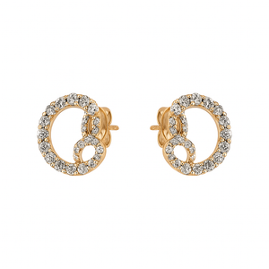 Two Tones Gold Earrings 14k setting with Natural Round Diamond TDW: 0.59ct VS GH