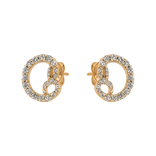 Two Tones Gold Earrings 14k setting with Natural Round Diamond TDW: 0.59ct VS GH