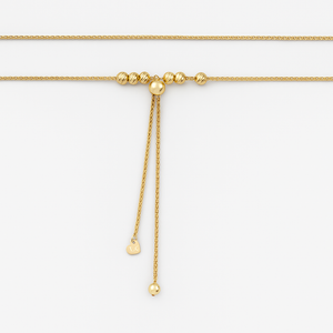 Yellow gold Slide Chain Necklace with moving gold balls, 10k