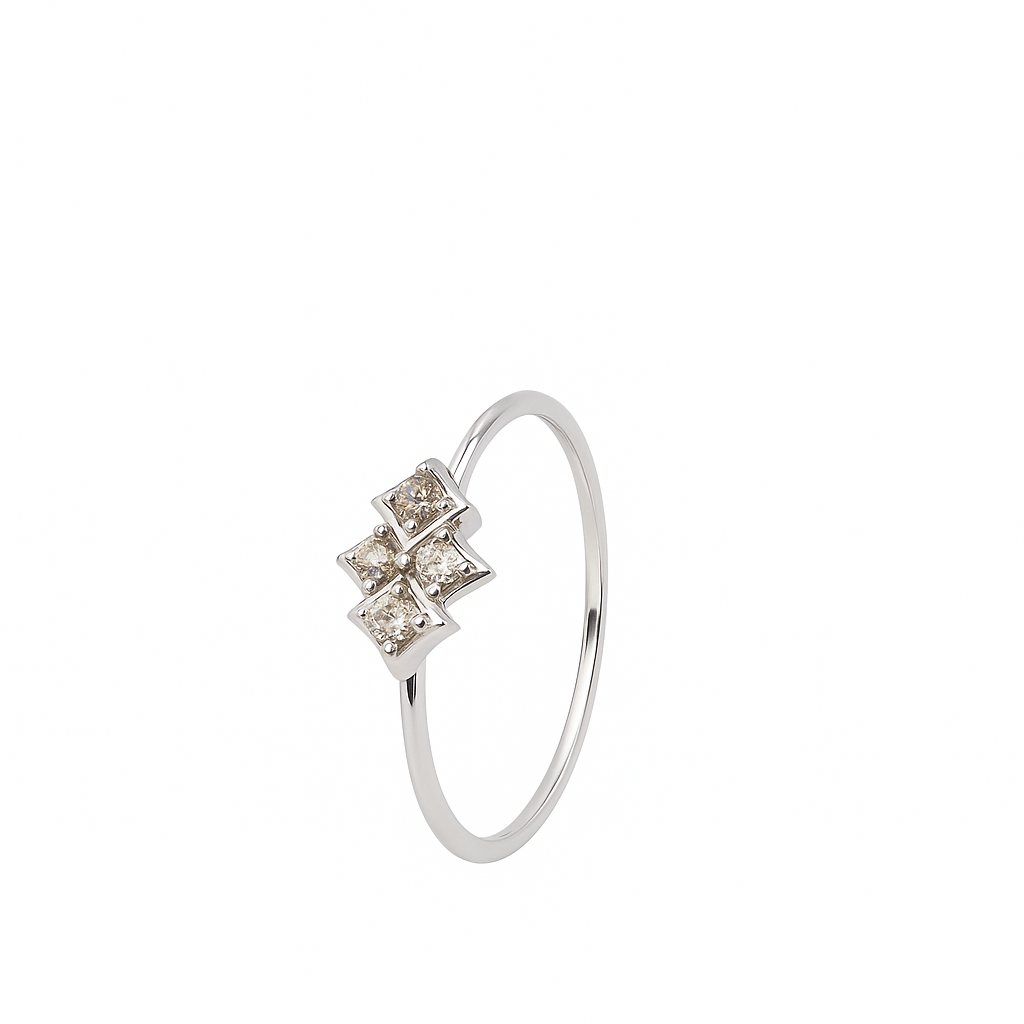 White Gold Ring setting with four Diamond, 18k