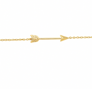 Yellow Gold Bracelet with Arrow Charm 10k, 6.5-7inch