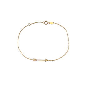 Yellow Gold Bracelet with Arrow Charm 10k, 6.5-7inch