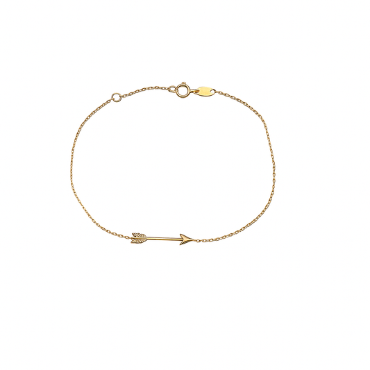 Yellow Gold Bracelet with Arrow Charm 10k, 6.5-7inch