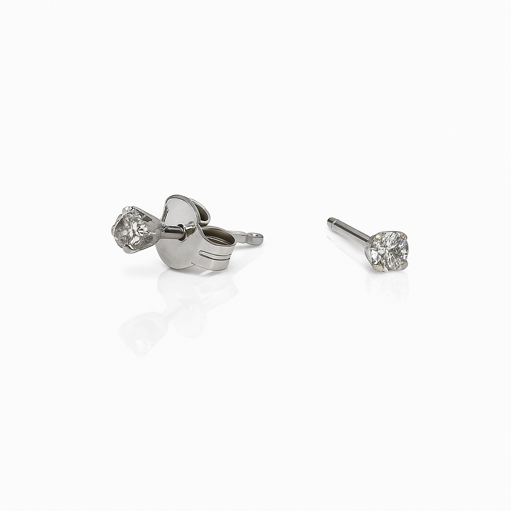 White Gold Bezel-Set Diamond Stud Earrings, 14k