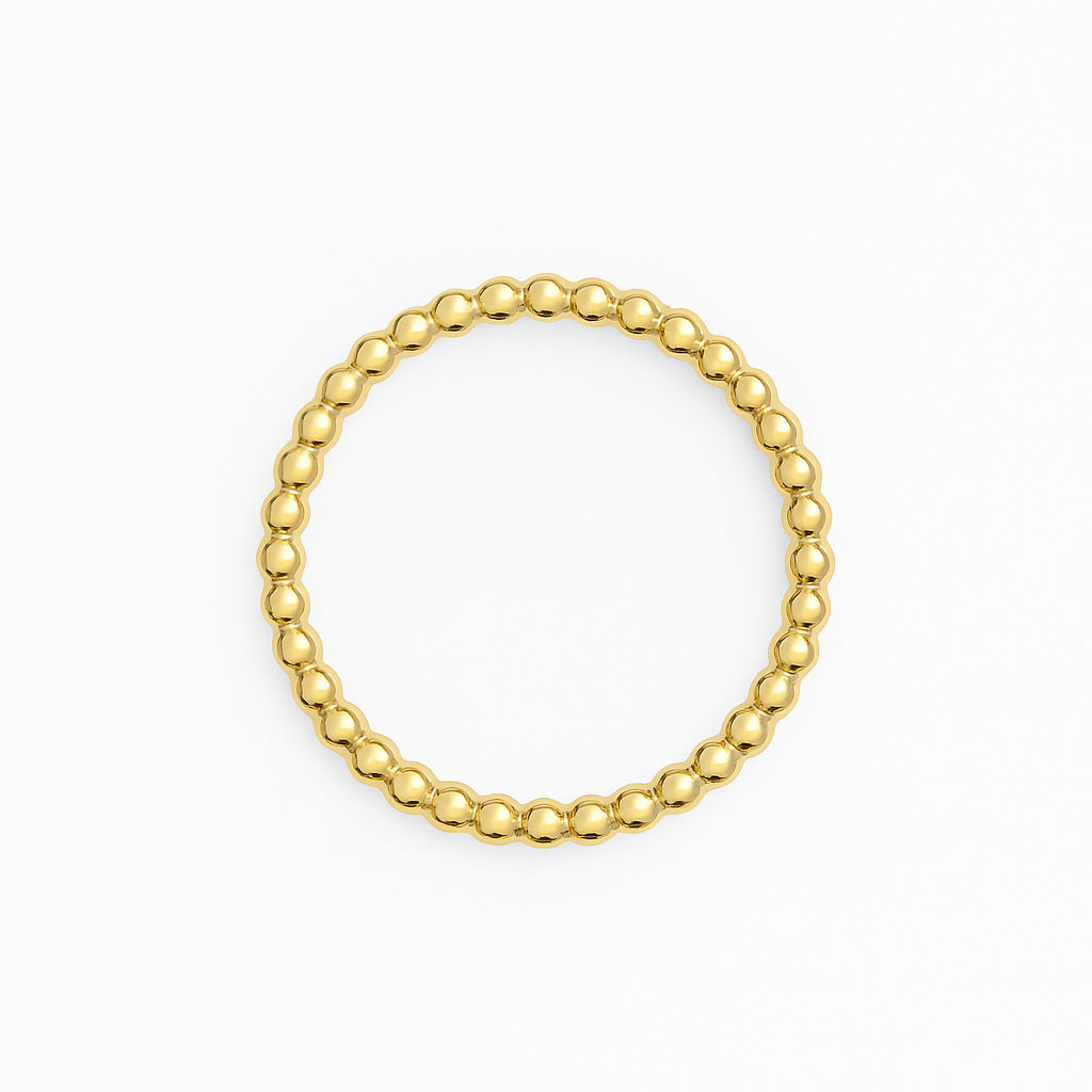 Yellow Gold Beaded Band Ring 18k