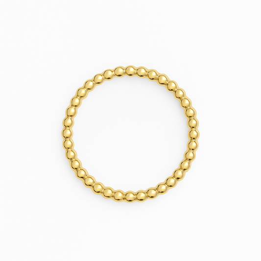 Yellow Gold Beaded Band Ring 18k