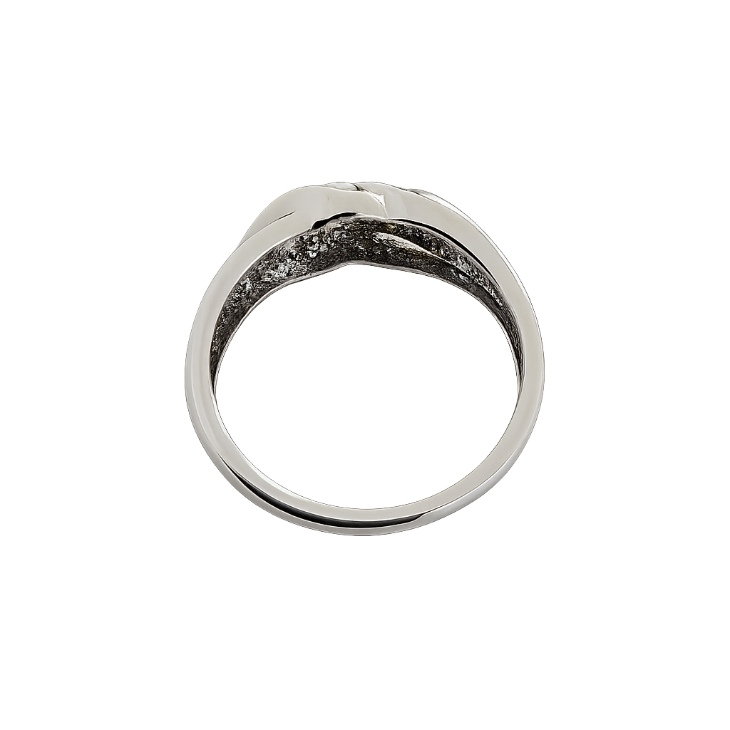 White Gold Twisted Crossover Diamond Ring, 10k