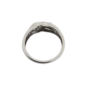10K White Gold Twisted Crossover Diamond Ring