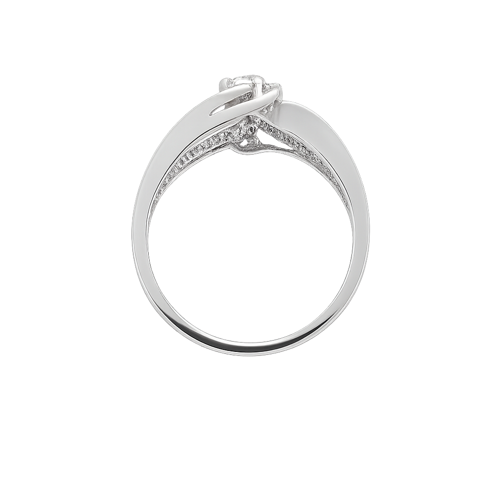 White Gold Crossover Diamond Ring, 10k