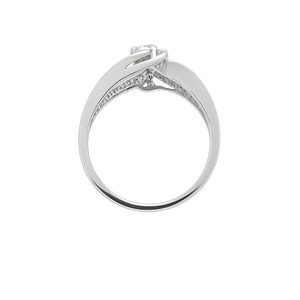 White Gold Crossover Diamond Ring, 10k
