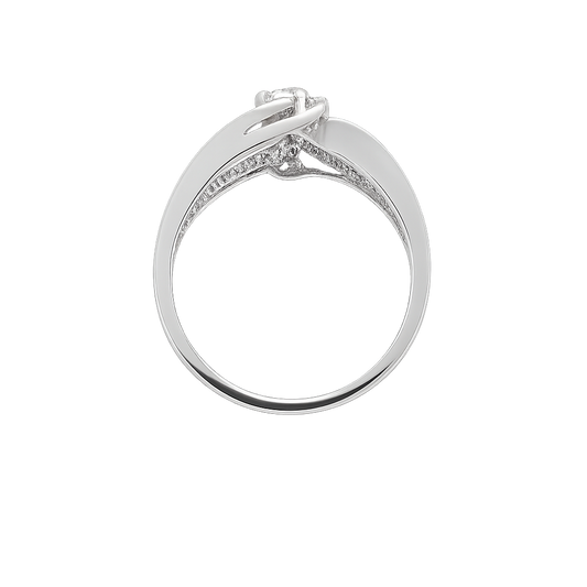 White Gold Crossover Diamond Ring, 10k