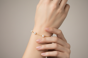 Yellow Gold Pearl Station Bracelet, 14k